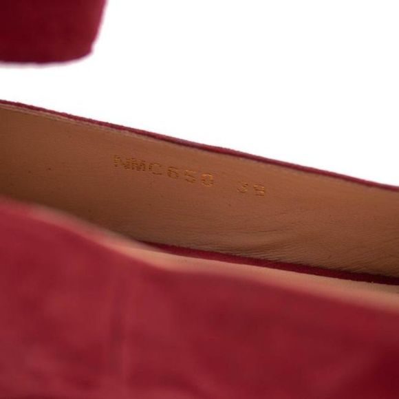 Red Suede Ankle Wrap Ballet Rubino 39 Flats - Picture 12 of 12